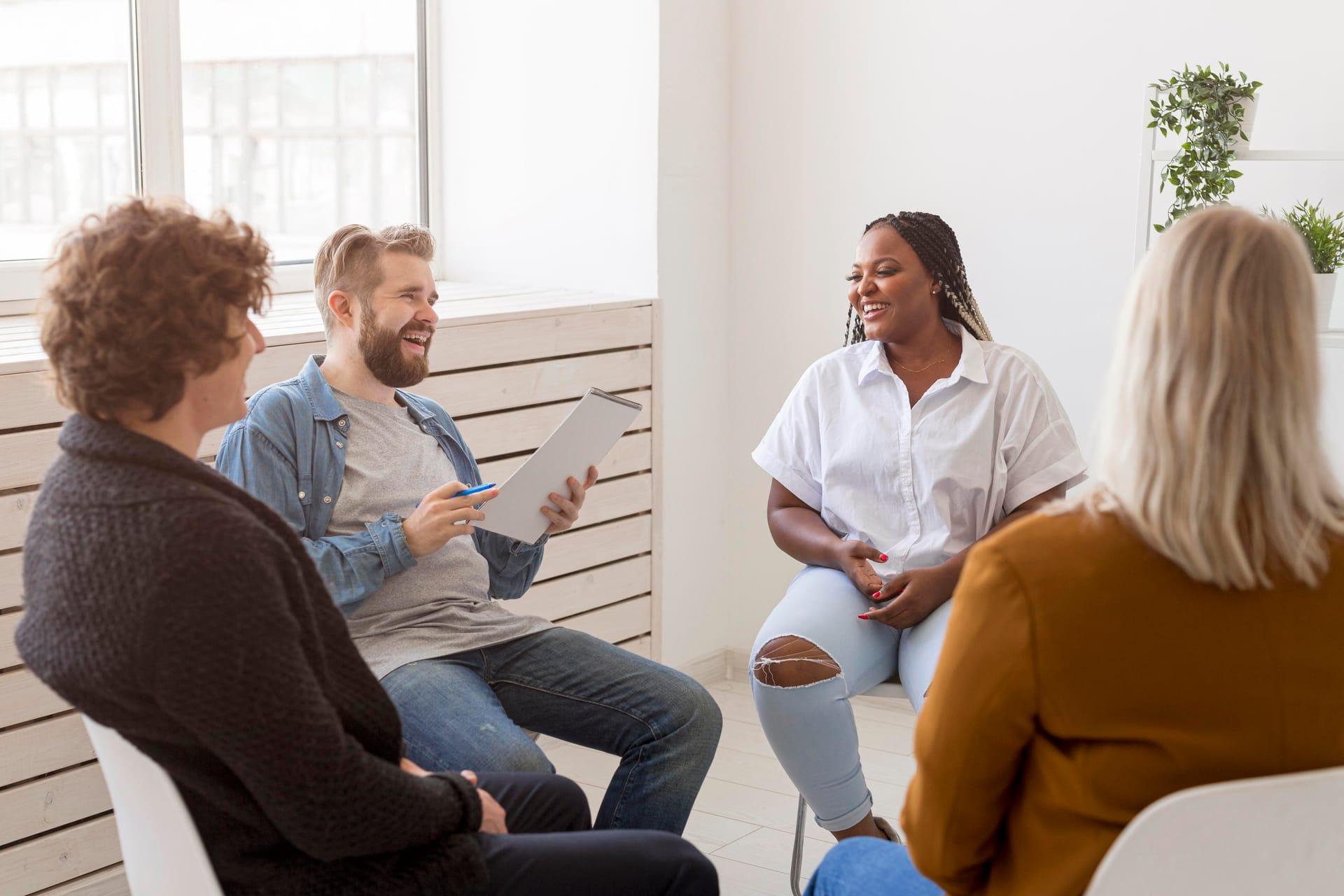 A healthcare office environment with team support.